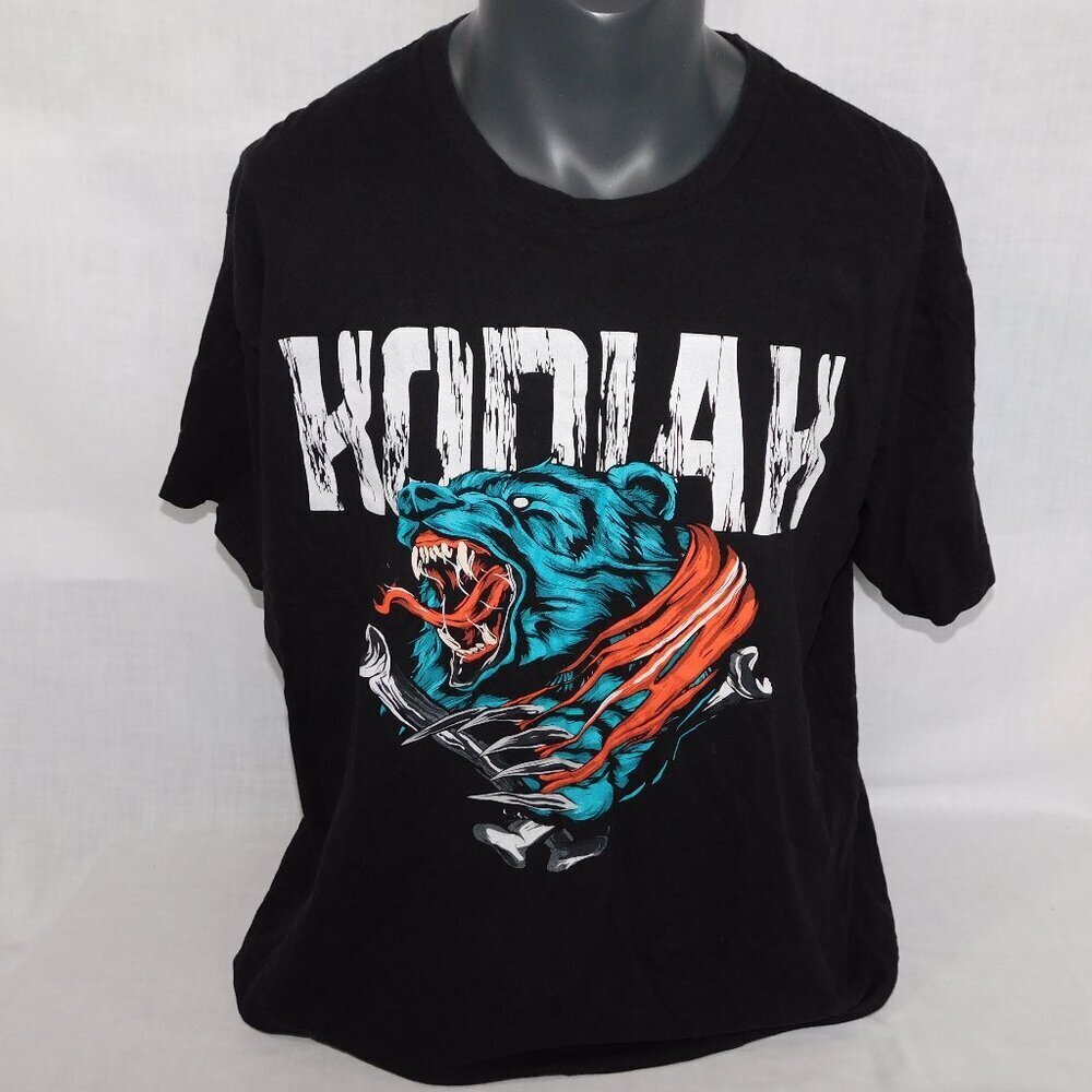 KODIAK Bear Black Blue Red Angry Graphic T Shirt Mens 2XL